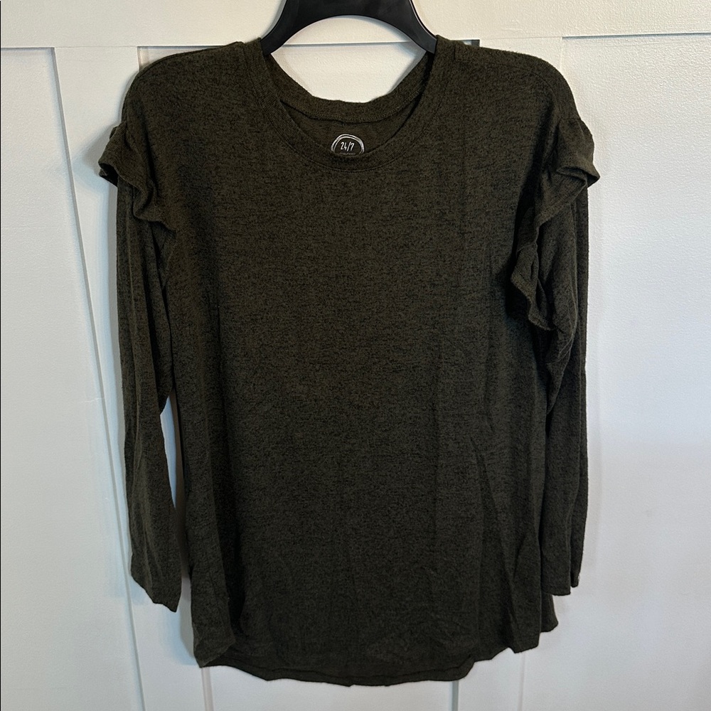 Maurice’s 24/7 long sleeve shirt with ruffle detail